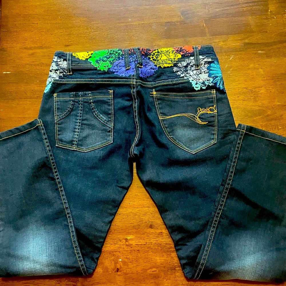 Desigual Embroidered Jeans with Vintage Wash